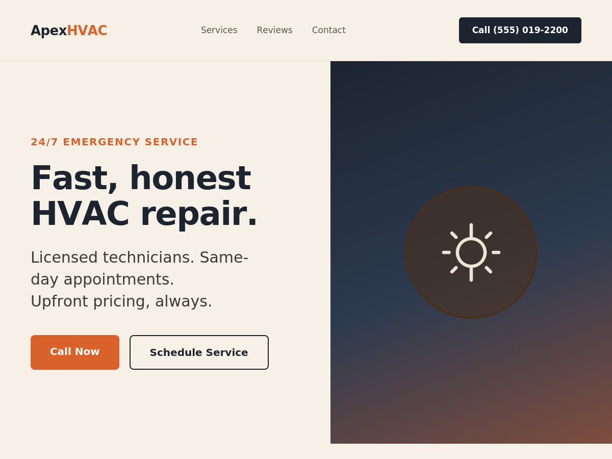 Desktop and mobile website mockup for a local HVAC company